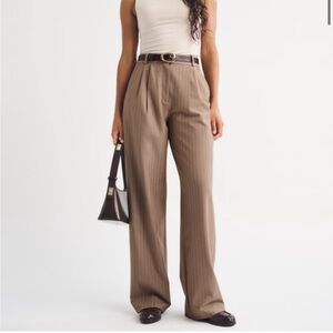 Abercrombie Sloane Wide-Leg Pinstripe Trousers in Brown